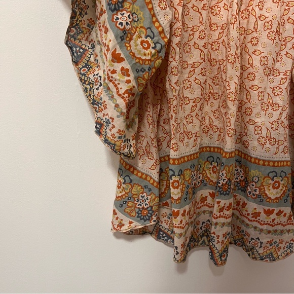 Bohemian Peasant Top Flowy colorful blouse in earth-tones. size 1 Boho - Picture 5 of 9